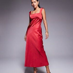 Princess Polly Radioactive satin square neck maxi dress in red 4